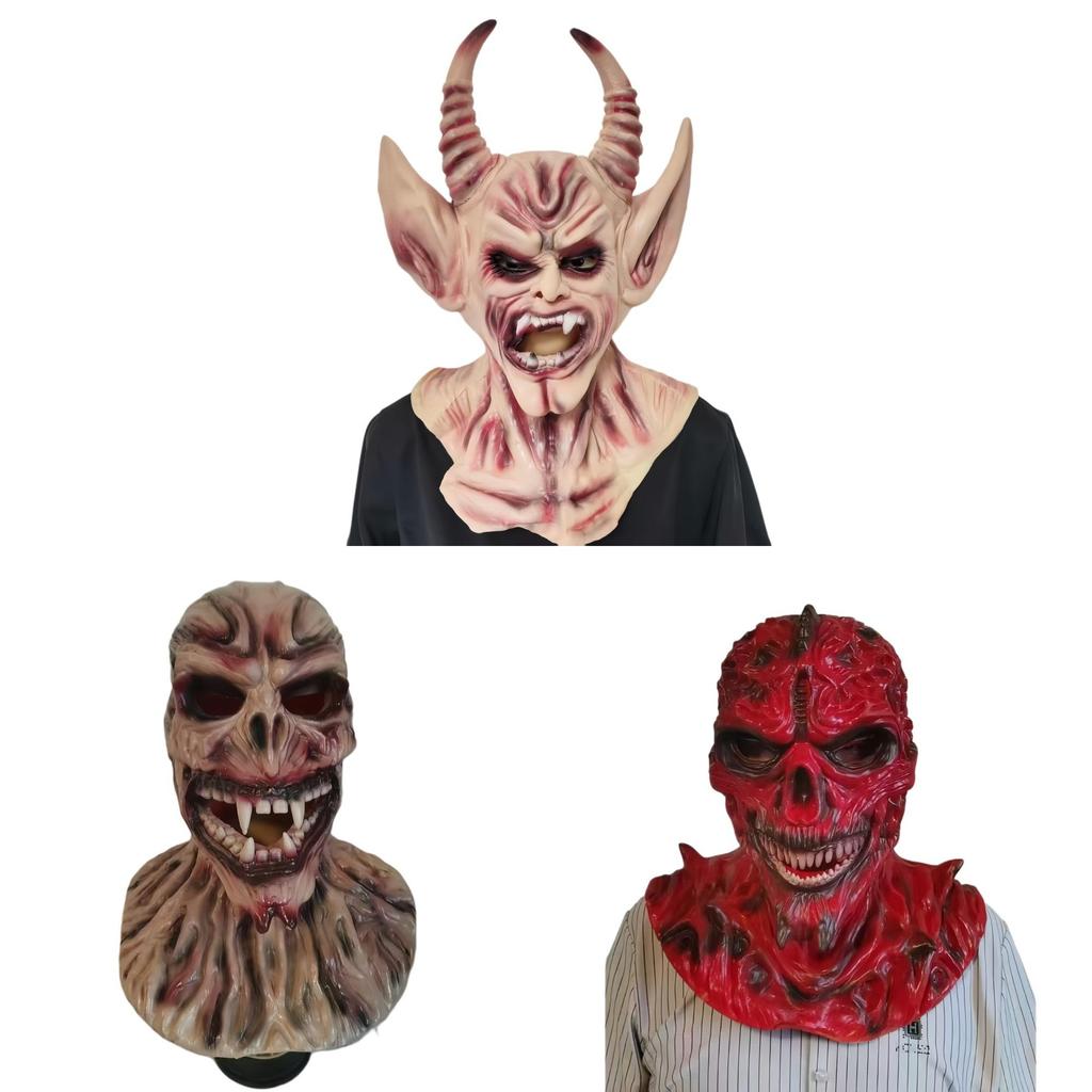 Satanic Latex Mask For Halloween Cosplay With Horns For Costume Parties