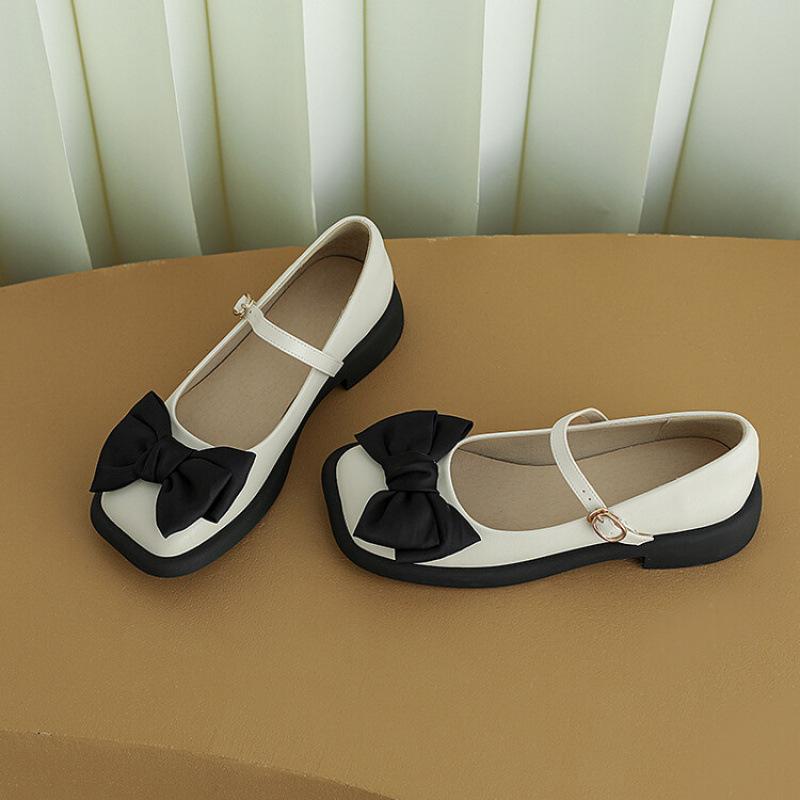 

New low-heeled flat shoes, square-headed women s low-top shoes, solid-color square-heeled women s single shoes, one pedal, light-mouth lazy shoes. 39