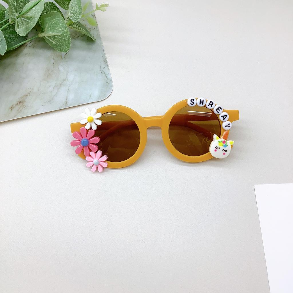 Children'S Sunglasses Travel Sunscreen Uv Protection Unicorn Flower Letter Baby Sunglasses Tide