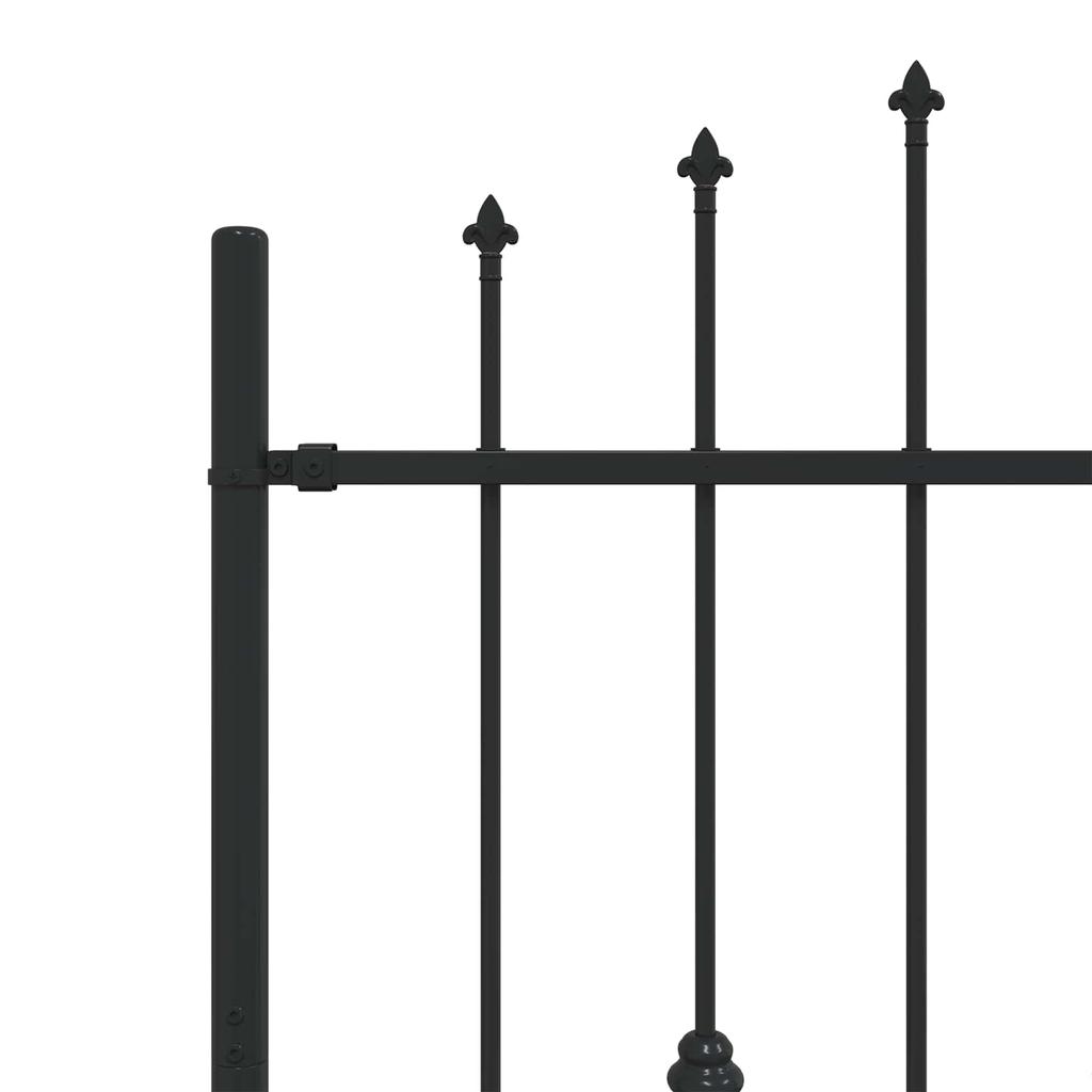 Spike Fence Posts Black 200 X 150 Cm Powder Coated Steel