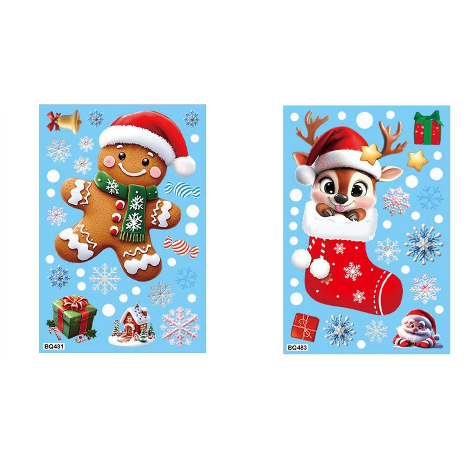 

Рождественские наклейки, Объемные наклейки на окна в виде снежинок и снеговиков, Санта, Елка, Подарки, ПВХ Электростатическое стекло. One Size белый