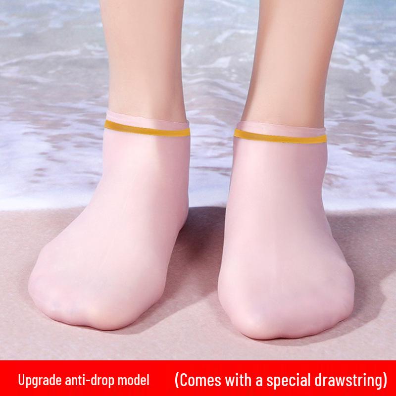 Wasserdichte Silikon-Rutschfeste Tauchsocken mit Kordelzug zum Schnorcheln und Schwimmen - Unisex Hohe Elastizität Strandfußbekleidung