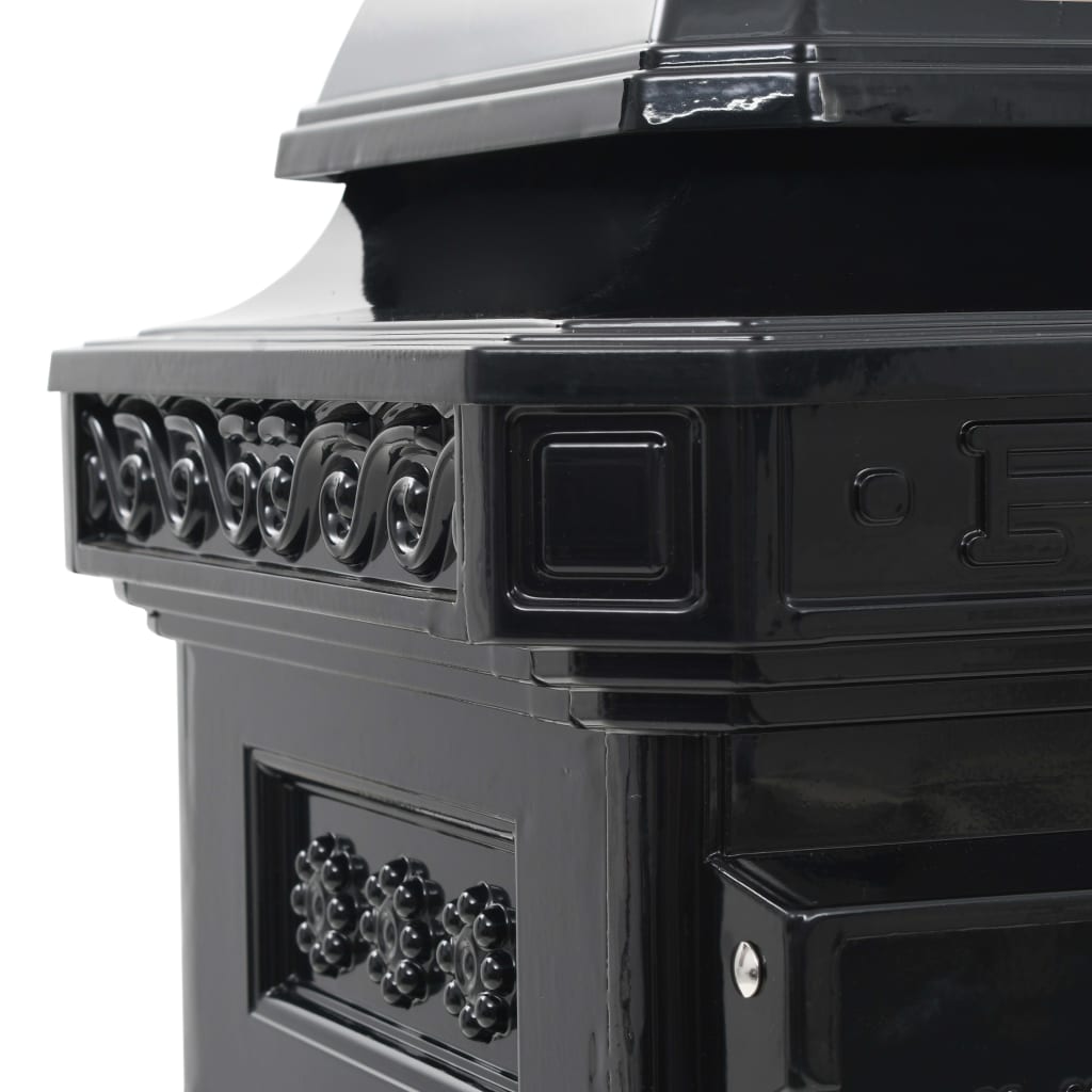 Aluminum Column Mailbox Vintage Style Rust Resistant Black