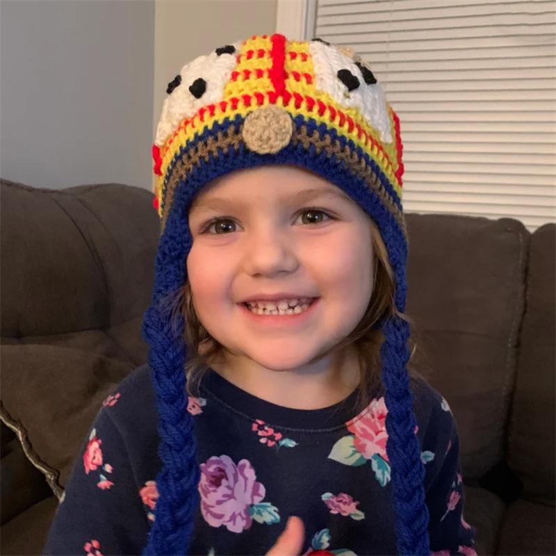 New Adult Horn Hat Halloween Funny Costume Hand-crocheted Wool Mask One-piece Hat