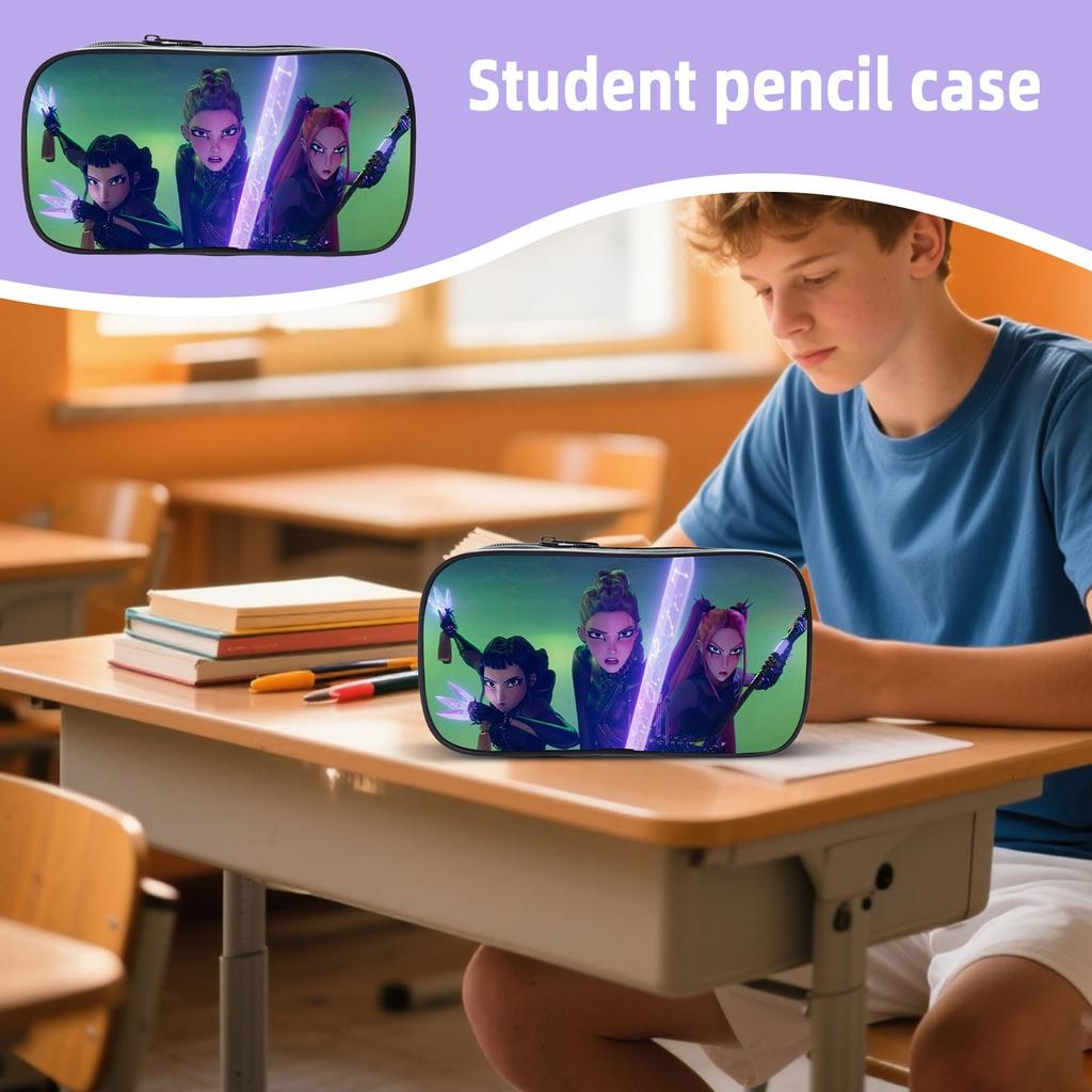 KPOP Jenter Tegneserie Penal Elemntærskole Penal Skrivesaker Veske Barns Penal Anime Trykk