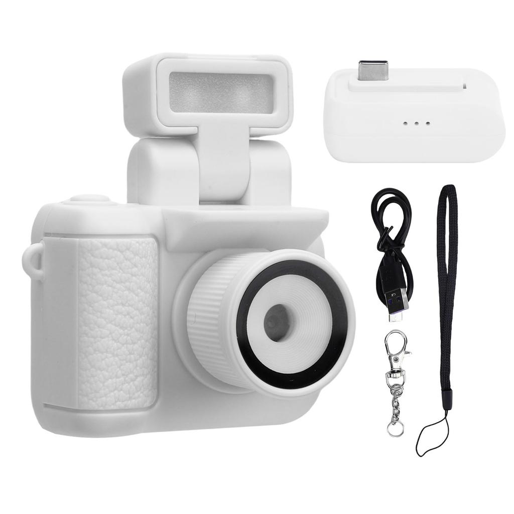 1080P Tiny Digital Camera 1.44 Inch HD Display Thumb Sized Camera Keychain with 32GB Memory Card Built in Flash White