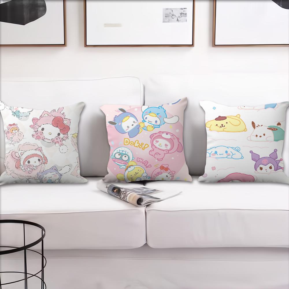 Cute S-Sanrio Friends Cushion Cover For Pillow Printing Sofa Decoration Home Car Room Coffee Shop Office Nordic Simplicity