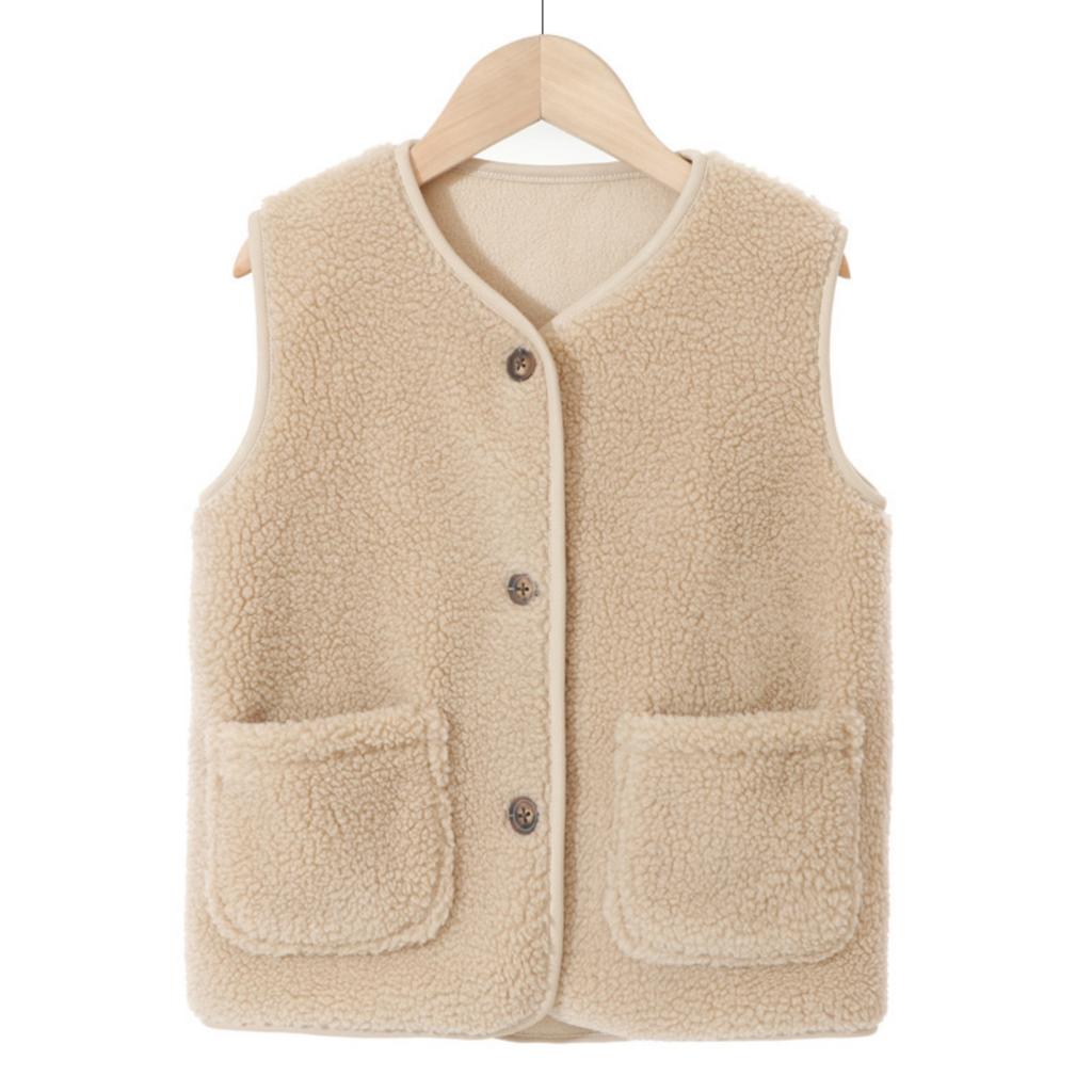 Jungen und Mädchen Freizeitmode Knopfleiste Weste Ärmellose Oberbekleidung Top für Kinder