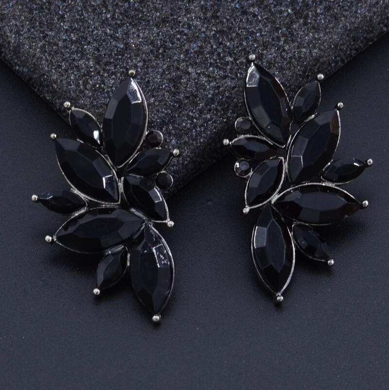 

G667 European & American Style Jelly Color Flower Water Drop Earrings чорний