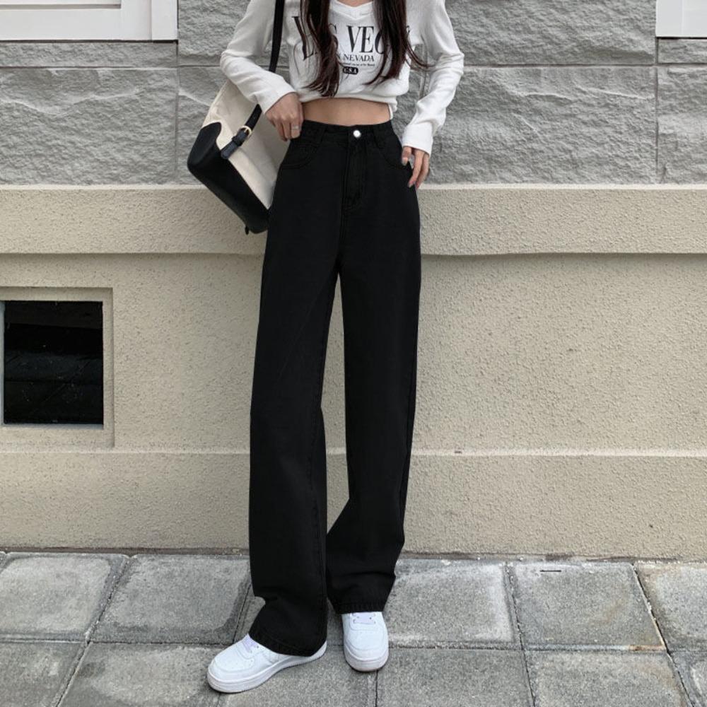 Women's High Waist Wide Leg Jeans Straight Leg Jeans Loose Fit Vintage Light Blue Denim Casual Long Pants