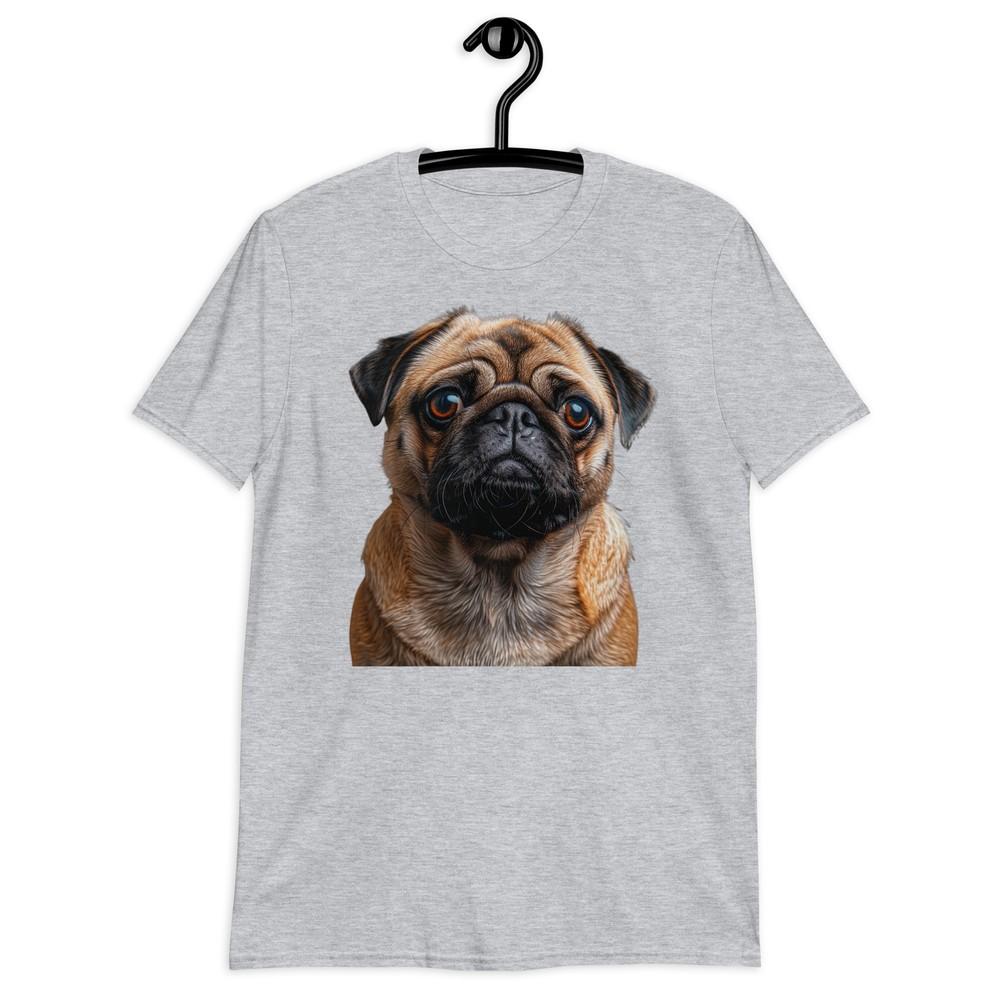 

Очаровательная футболка унисекс с коротким рукавом и принтом мопса - Разные размеры 3XL