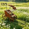 Weatherproof Garden Decor Rustic Rickshaw Ornament, Decorative Metal Yard Sculpture, Fun Decorations Retro Outdoor Decoration for Lawn Patio Backyard