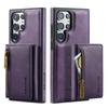 2 In 1 Detachable Magnetic Leather Wallet Phone Case For Samsung Galaxy S23 FE S24 S22 Plus S21 Ultra Zipper Card Holder Cover