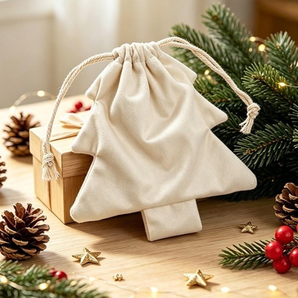 Colorful Pom Pom Christmas Tree Gift Bags Velvet Christmas Candy Treat Bag  Wedding Party