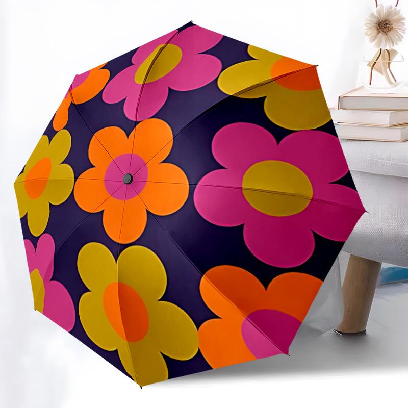 1pc Flower Pattern Automatic Open/Close Umbrella, Windproof, Folding Compact Umbrella with Lightweight Design for Women/Men163