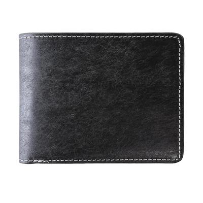Leo&aoi Men's Genuine Leather Bi-fold Wallet, Slim and Compact, with Coin Purse and Card Slots, WM-D1-02, Leatheria Leather, Black