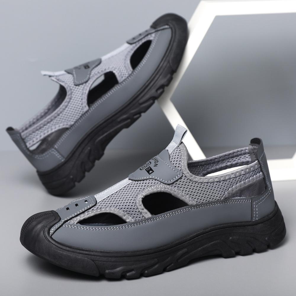 Baotou Sandals Men's Summer New Hollow Soft-soled Dad Shoes Breathable Outdoor Casual Shoes Beach Shoes Large Size Sandals