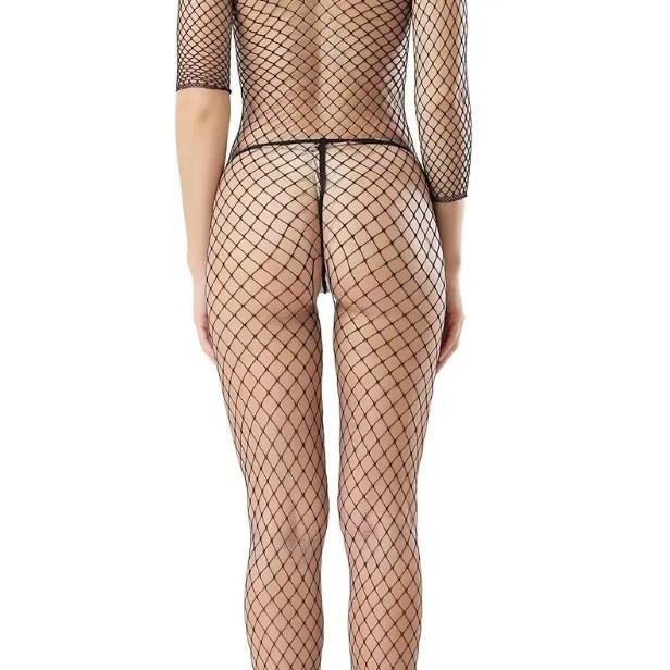 Open Crotch Sexy Mesh Transparent Suspenders Neck Mesh One-Piece Mesh Socks Erotic Underwear Pure Desire Temptation Pajamas