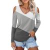 Women's Shirt Blouse Fashion Casual  V Neck Print Sexy Off-the-shoulder Long Sleeve Tops