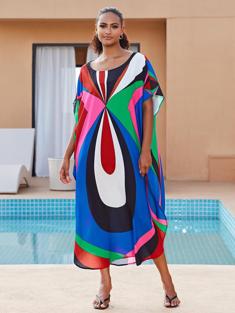 Elegant Plus Size Bikini Cover-Up: Sun Protection Loose Long Beach Dress