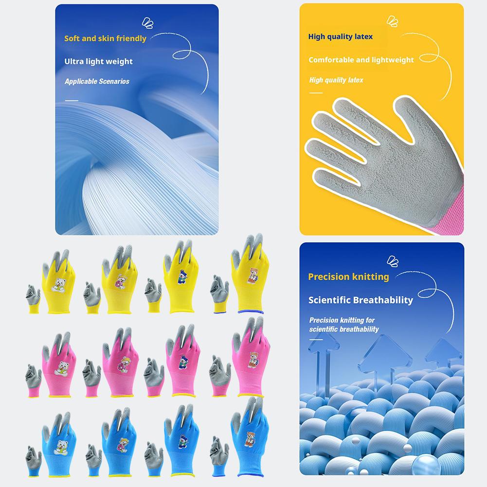 Gardening Gloves Kids Durable Waterproof Garden Work Gloves Non-Slip Children Safety Yard Work Gloves Portable Garden Supplies