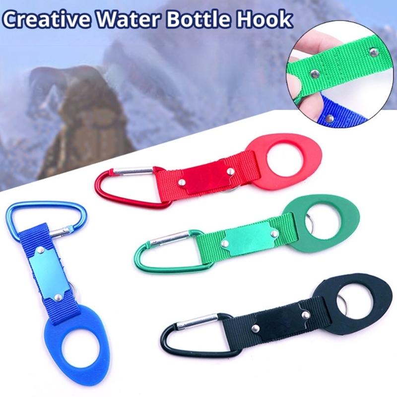 Set of 4 Water Bottles Carry Fasteners with Carabiners and Riveted Connectors Rope for Belt Placement, Commuting, Cycling, Day Travel, and Camping