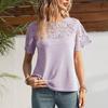 Sommer Damen T-Shirt Mode Rundhals Spitze Kurzarm Top