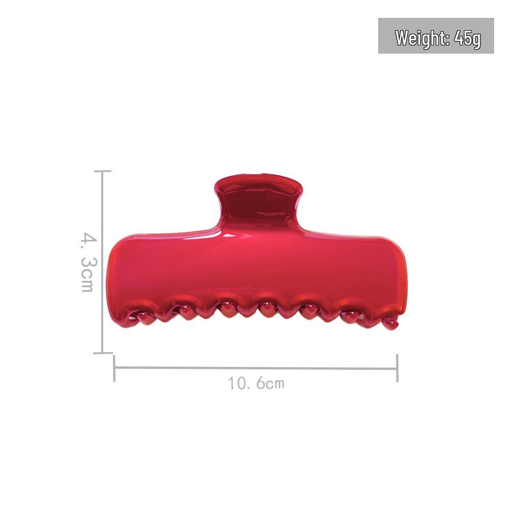 Luxury Wine Red Hair Styling Shark Clip for Girls - Versatile Acetate Claw Clip