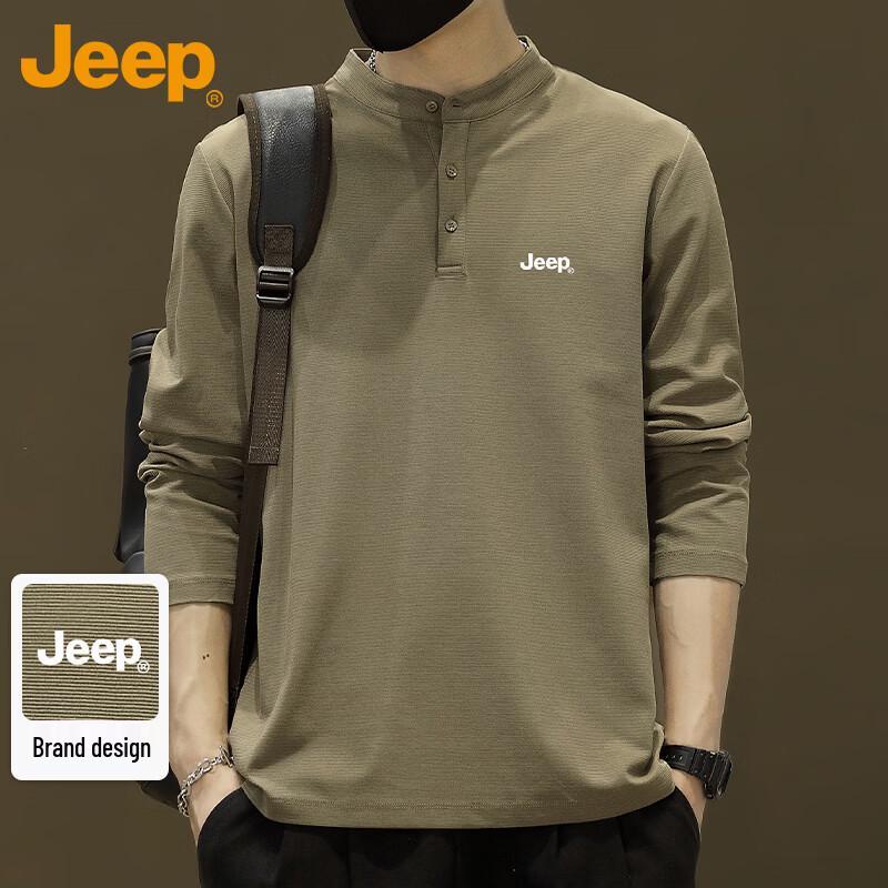 Jeep Men's Henley Collar Long-Sleeve T-Shirt
