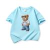 Hip Hop Style Bear With Sunglasses Graphic Tee Kids Pure Cotton Crew Neck T Shirt Short Sleeve Muticolor Tops Boys Girls Child
