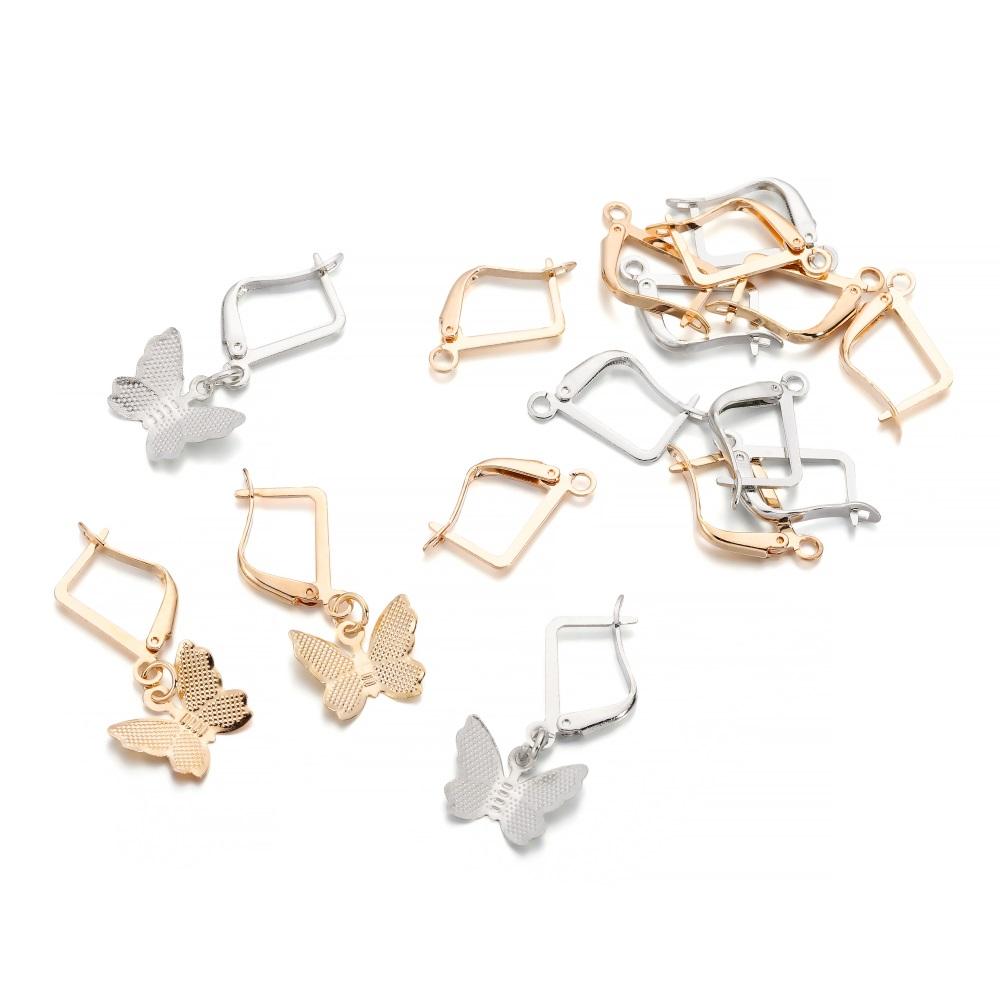 50pcs/lot French Earring Hooks Lever Back Open Loop Setting For DIY Earring Clips Clasp Jewelry Making Supplies Accessories