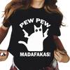 Pew Madafakas Graphic Print Cute Black Cats T Shirt Men Women Fashion Casual Crew Neck Short Sleeve Plus Size Unisex T Shirt
