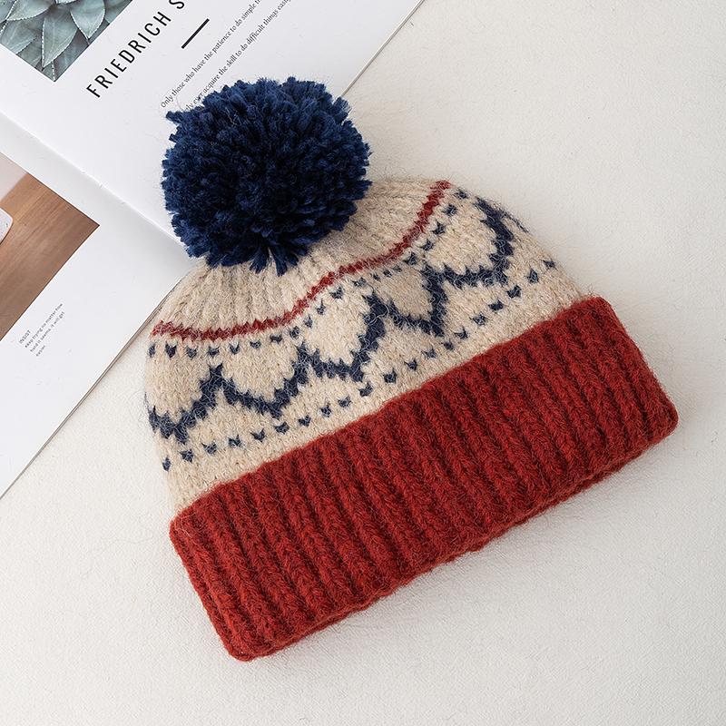 Women Winter Pompoms Knit Hat Fashion Fur Beanie Hats For Women Winter Fashion Cap