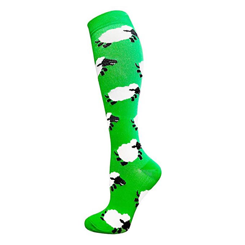 HYSAIXIA Compression Socks Funny Pattern Animals Sheep Monkey Music Cat Men Women Pressure Stockings Knee High Run Sport Socks