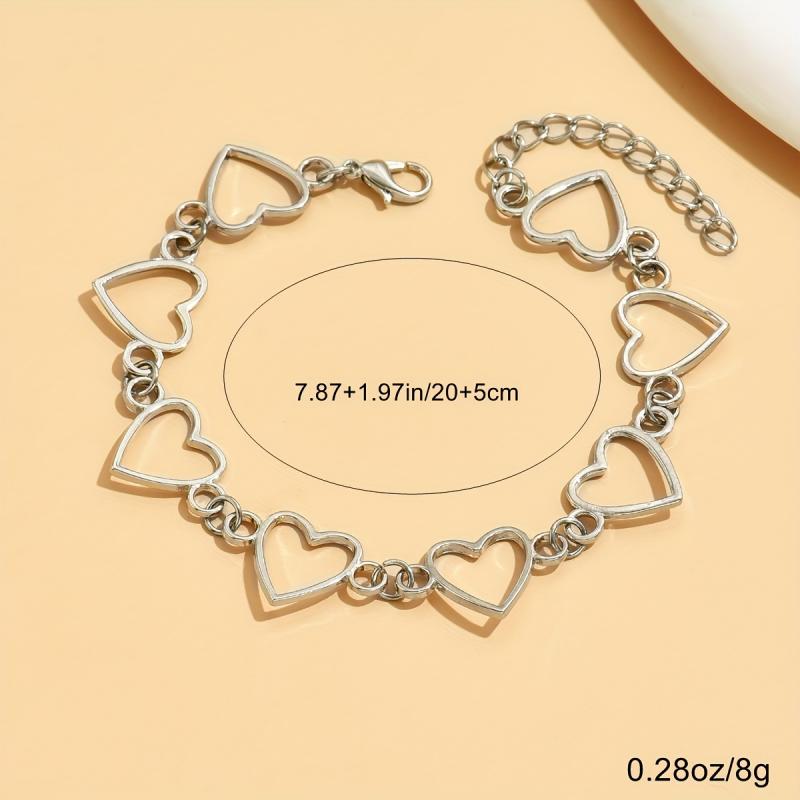 1PC Openwork Heart Ankle Chain For Women, Summer Beach Vacation Jewelry, Minimalist Alloy Anklet, Fashionable Foot Accessory For Travel Wedding Gift