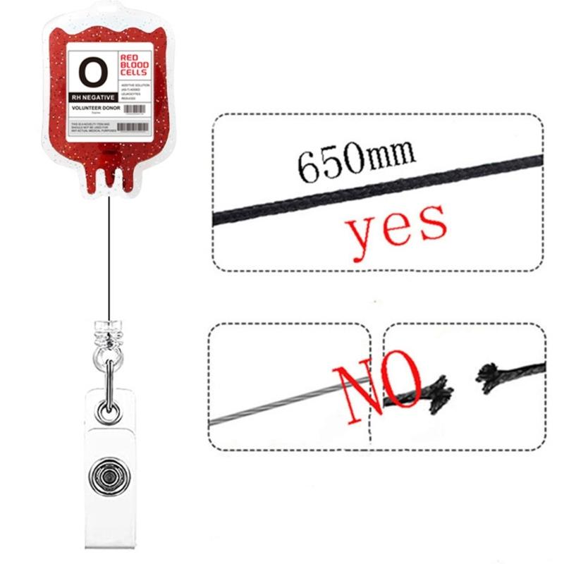 Stylish Blood Type Badge Holder Blood Type Badge Reel Acrylic Material Badge Holder Perfect for Healthcare Professionals