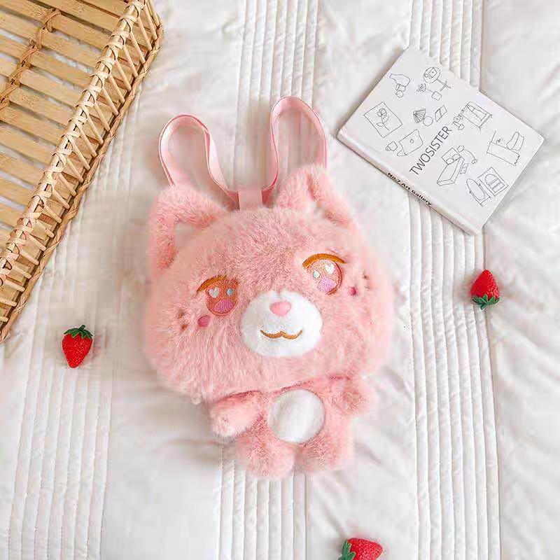 Pink cat head shoulder crossbody bag