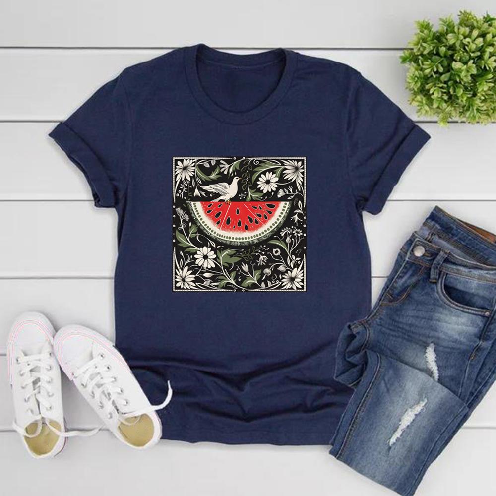 Watermelon Flag Tshirt This Is Not A Watermelon T-Shirt Short Sleeve Unisex Graphic T Shirts Peace and Love Tee Streetwear Tops