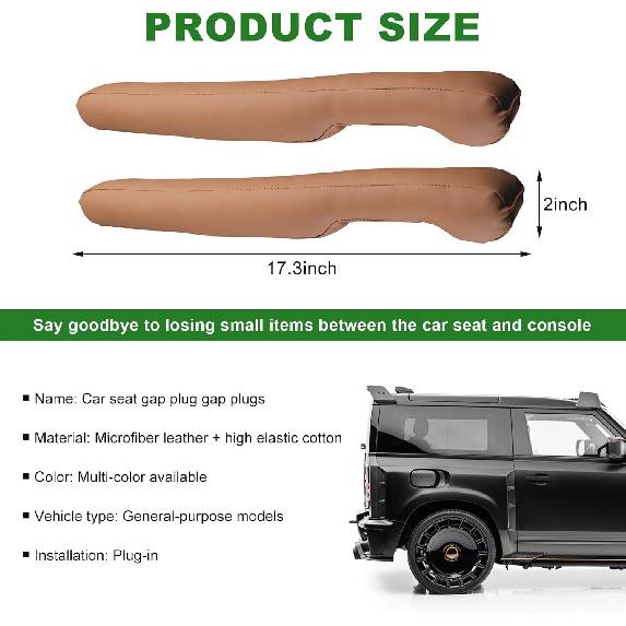 2 PCS Leather Car Seat Gap Filler, Auto Seat Blocker Organizer Fill The Gap Between Seat And Console, Universal Gap Filler Plug Stop Things From