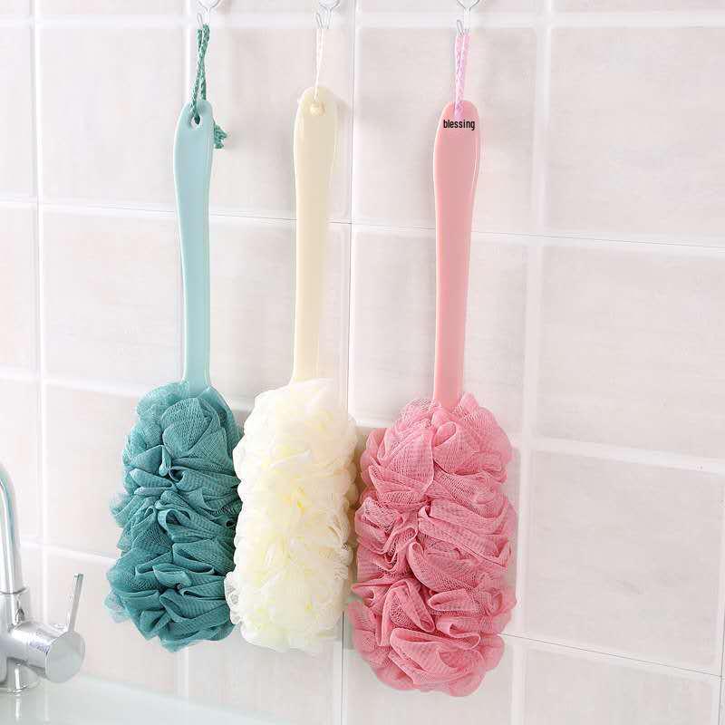 Vibrant Long-Handled Back Scrubber Set: Brush, Towel, and Bath Ball for Adults