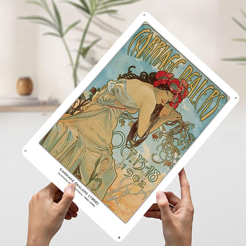 

Art Nouveau Carriage Dealers Poster Customized Wall Art Vintage Metal Signs Retro Tin Plaque for Man Cave Room Decor Men Home 7.9x11.8In(20x30cm)