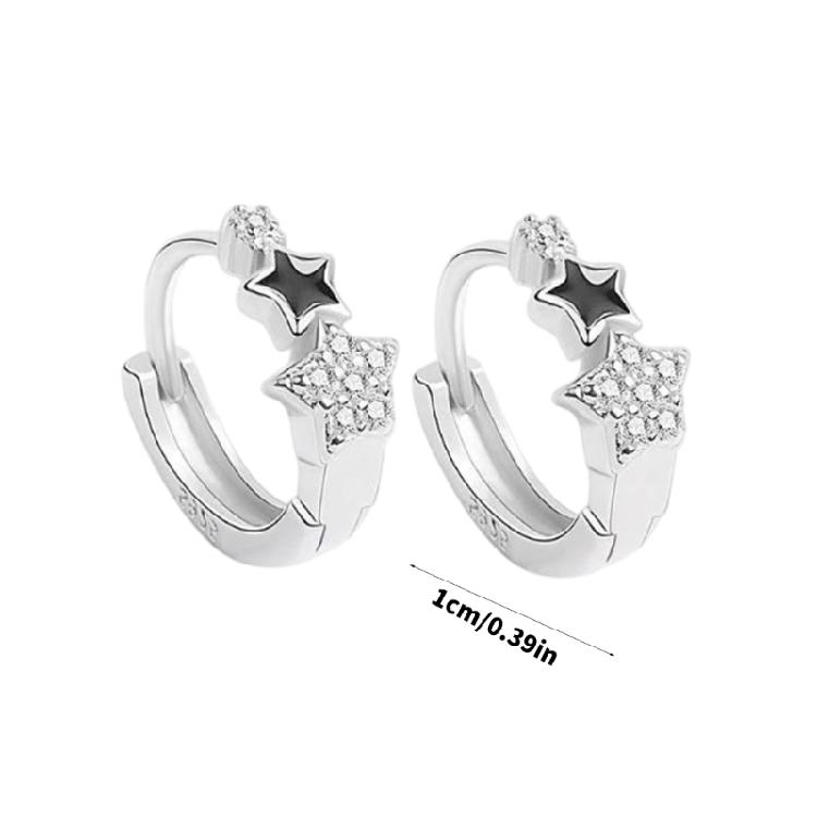 Trendy Silver Stars Earrings Embellished With Zirconia Silver Stars Earrings Ear Clips Charm for Fashion Enthusiasts