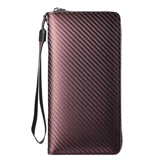 

Мужской длинный кошелек с блокировкой RFID, клатч для кредитных карт, большой емкости, застегивающийся на молнию, кошелек на запястье, кошелек для повседневного делового использования кофейный