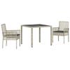 Garden Dining Set 3 Pcs Light Grey Poly Rattan