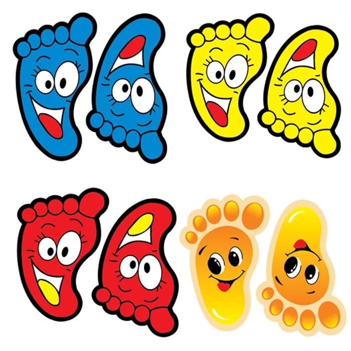 3 Sheet Small Feet To Sticker Children Room Bathroom Waterproof Smiling Face Baby Footprints Floor.