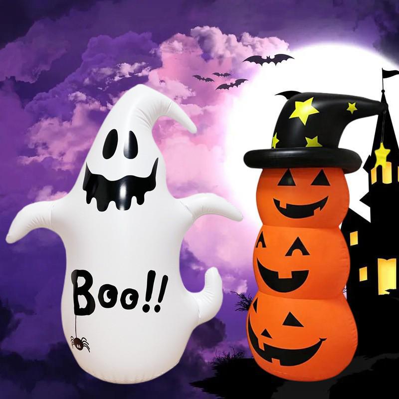 Inflatable Standing Ghost Courtyard Decoration for Halloween Parties White Ghost Tumbler (without light)