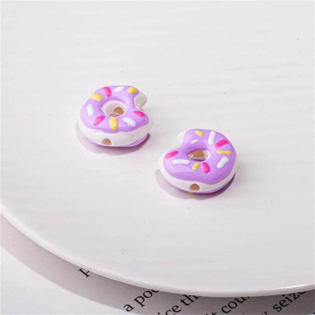 SW17 22mm Hand Painted Donut Acrylic Straight Hole Swimming Circle DIY Bracelet Clothes Beaded Accessories Phone Chain Materials
