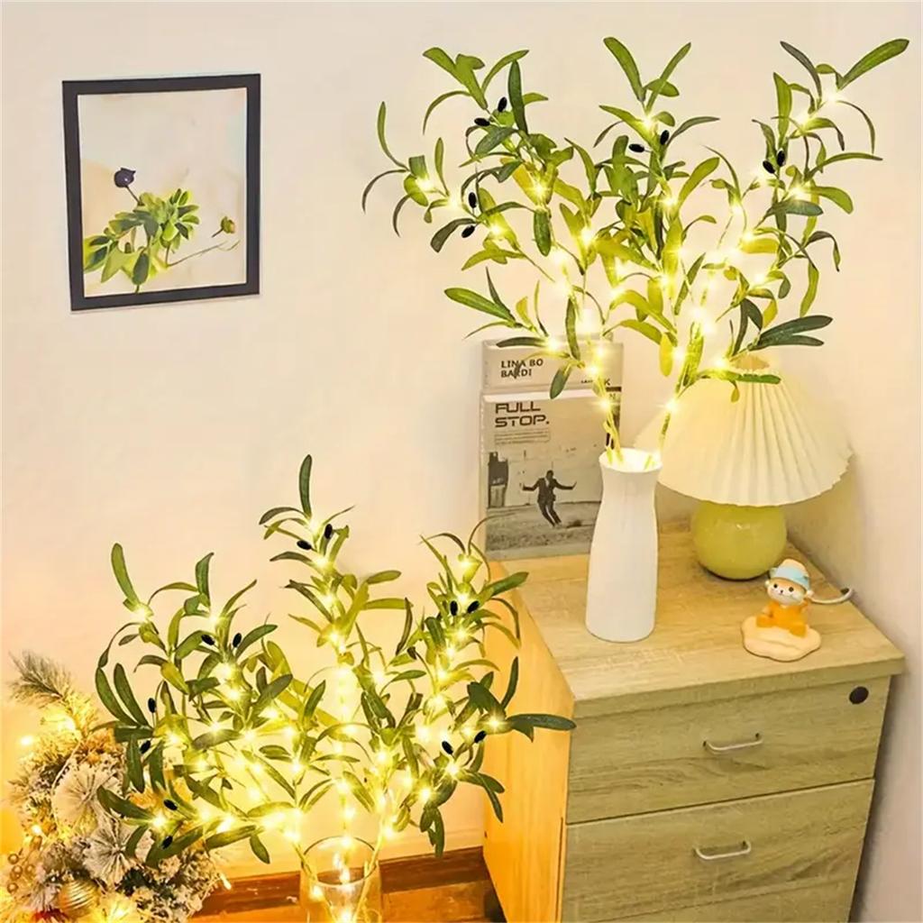 Olive Branch LED Decorative Lamp Battery Powered Suitable for Christmas New Year Wedding, Birthday Party Desktop Decorative Lamp