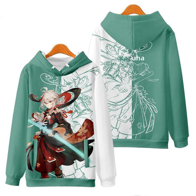 Game Genshin Impact Kazuha Cosplay Hoodies Male 3D Print Anime Sweatshirts Men Women Tracksuit Pullovers Coat Y2k Men's Clothing