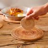Round Patterned Rattan Coaster Protects Surfaces from Hot Coffee Mugs for Home and Kitchen